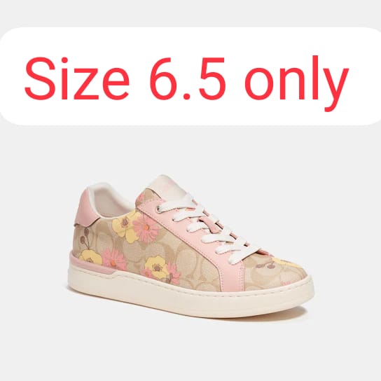 Coach Clip Low Top Sneaker In Signature Canvas With Floral Print  size 6.5