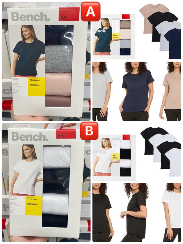 Bench Women’s Crew Neck T-Shirt, 4-pack女士圓領T恤4件裝