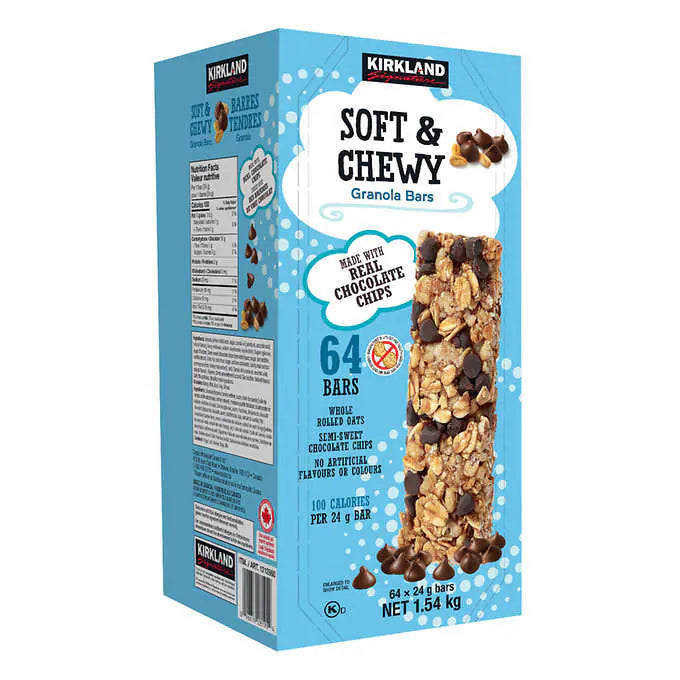 Kirkland Soft & Chewy Granola Bars 34x24g 煙韌碎朱古力燕麥棒 (24g×64條)1.54kg