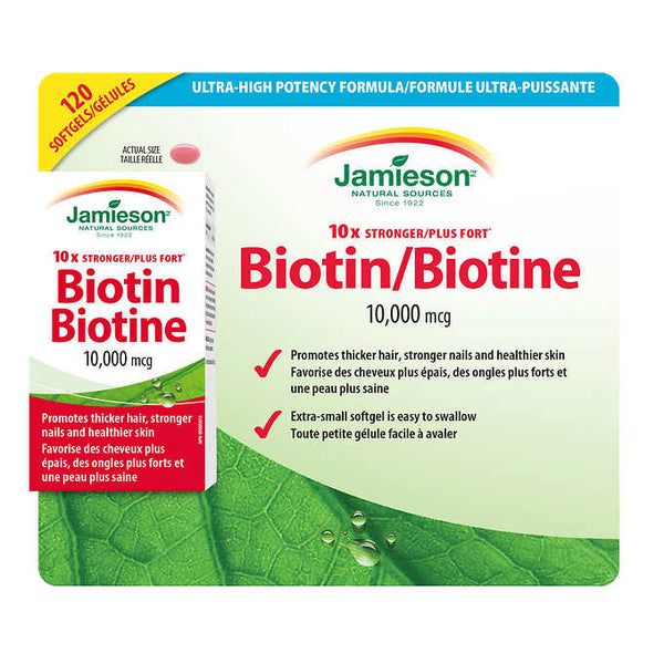 Jamieson Biotin 10000mcg 120 softgels禿頭救星 Jamieson 10倍強效Biotin生物素