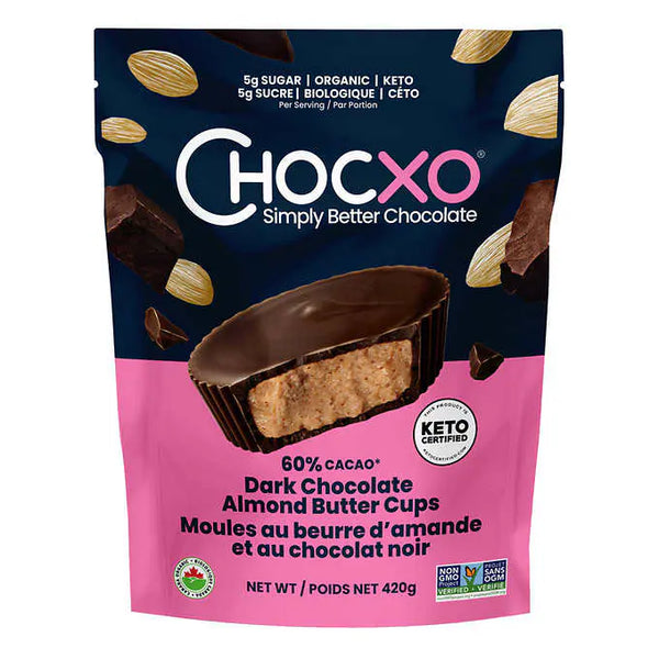 CHOCXO Organic Dark Chocolate Almond Butter Cups 420g