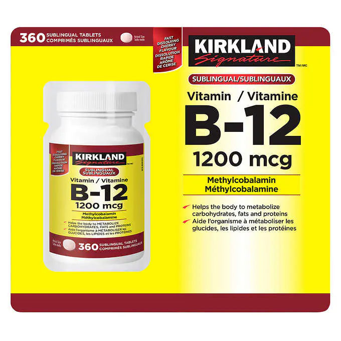 Kirkland Signature B12 Methylcobalamin 1200mcg 360 tablets