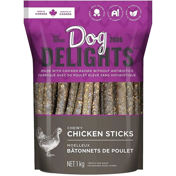 Dog Delights chewy chicken sticks 1kg  狗零食100％無抗生素加拿大雞肉條