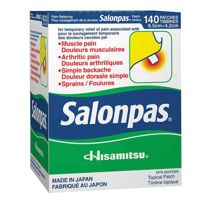 Salonpas Pain Relieving Patch 140 patches 撒隆巴斯腰肩頸背鎮痛膏布(1盒140塊)