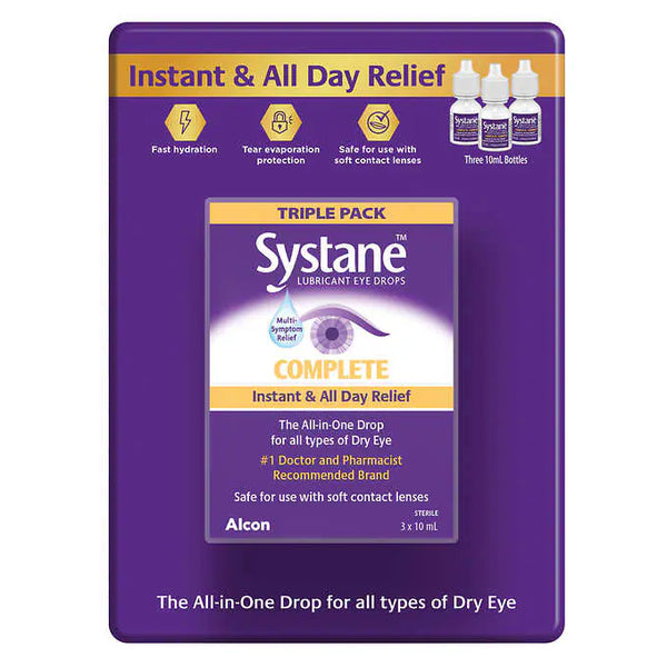 Systane Complete Lubricant Eye Drops 3x10mL