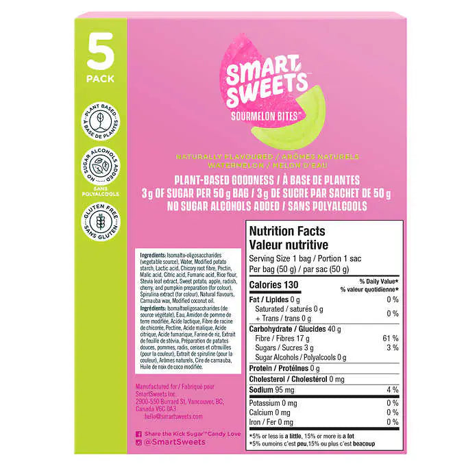 Smart Sweets Sour Melon Bites 5x50g