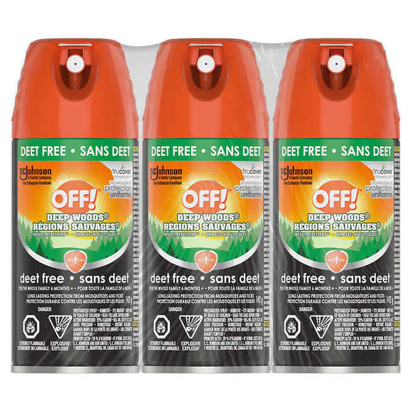 OFF! Deep Woods Aerosol Insect Repellent Deet Free 3x142g