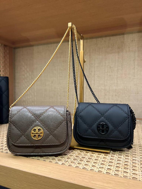 TORY BURCH WILLA MICRO FLAP CROSSBODY｜TB菱格紋小廢包