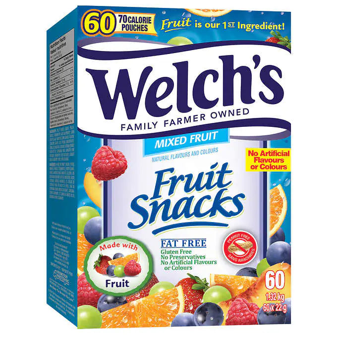 Welch's Fruit Snacks 60x22g純天然水果果汁軟糖（60小包/盒）