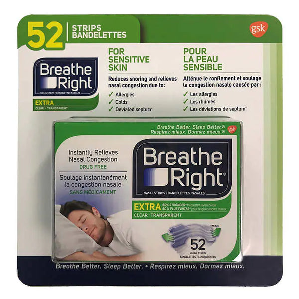 Breathe Right Nasal Strips Ext Clear Pack of 52