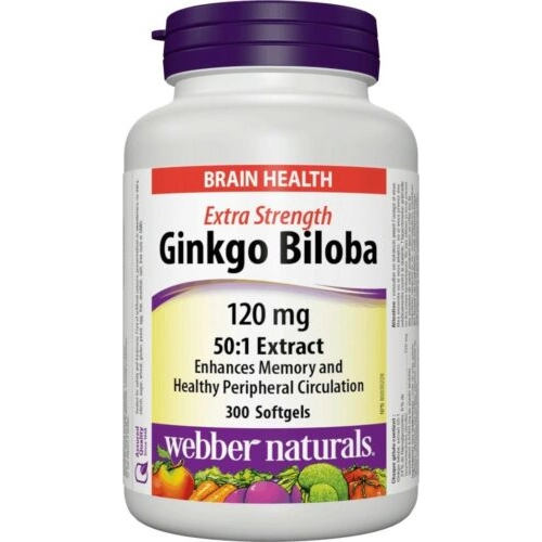 Webber Naturals Ginkgo Biloba 120mg 300 softgels 銀杏葉濃縮精華軟膠囊300粒