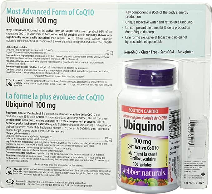 Webber Naturals Ubiquinol 100mg 100 softgels