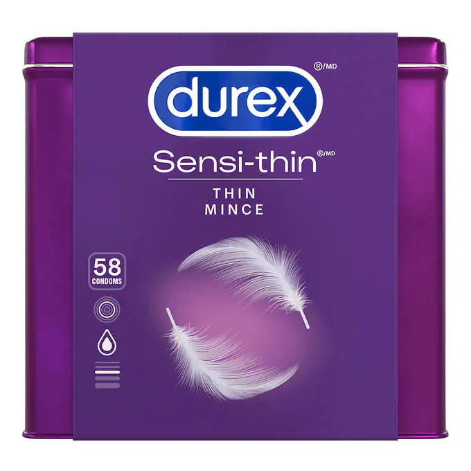 Durex Sensi-thin Condoms Box of 58 超薄潤滑安全套連紫色金屬儲存盒 (58個)