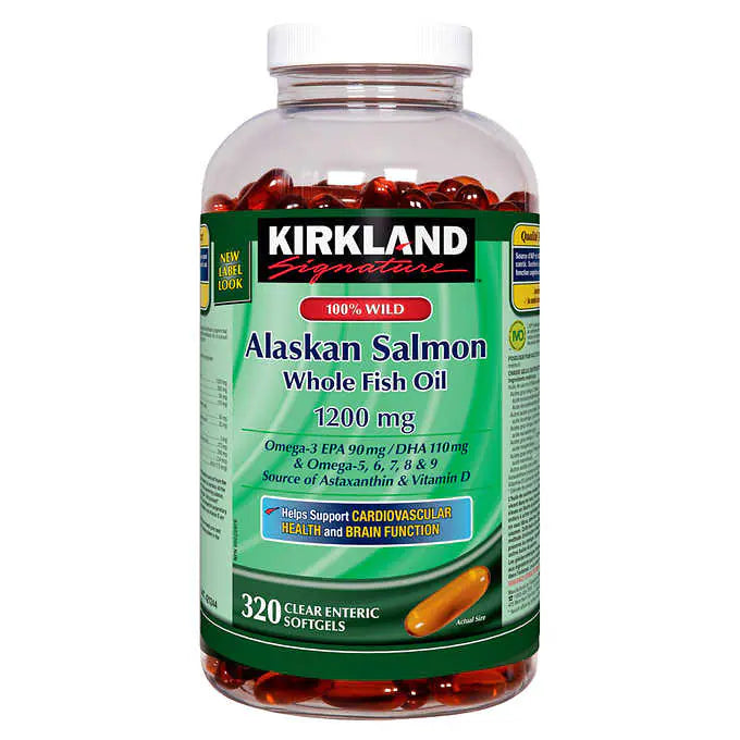 Kirkland Signature 100% Pure Alaskan Salmon Oil 320 softgels 100% 野生魚油混合野生阿拉斯加鮭魚油超值裝360粒軟膠囊