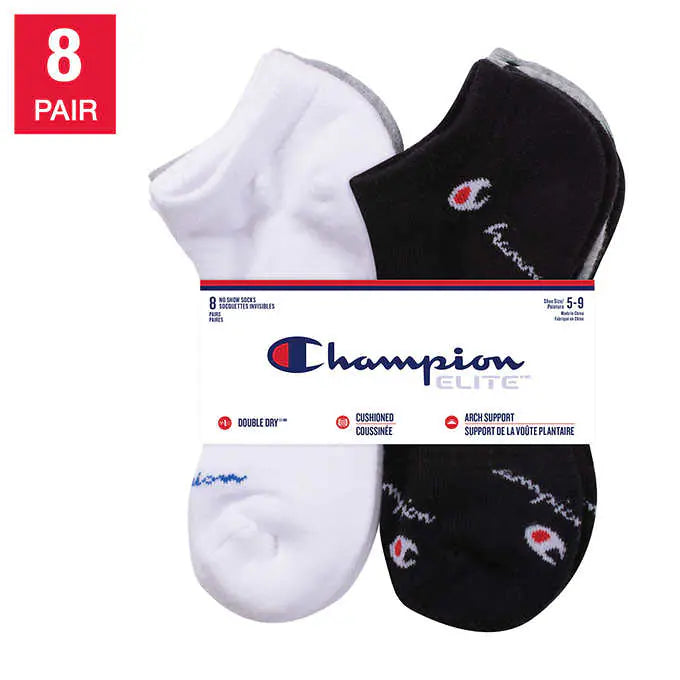 Champion No Show Socks 8pk Ladies Size 5-9