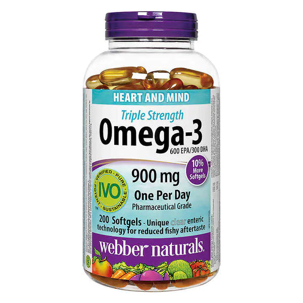 Webber Naturals Triple Strength Omega3 200 softgels 三倍強效Omega-3 (900 毫克 EPA / DHA) 200粒