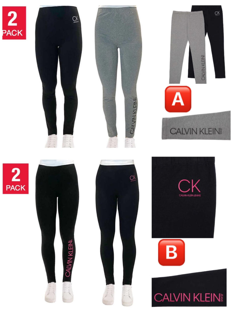 Calvin Klein Girls Leggings 女童棉質彈力 leggings 2件裝 (M -XL)