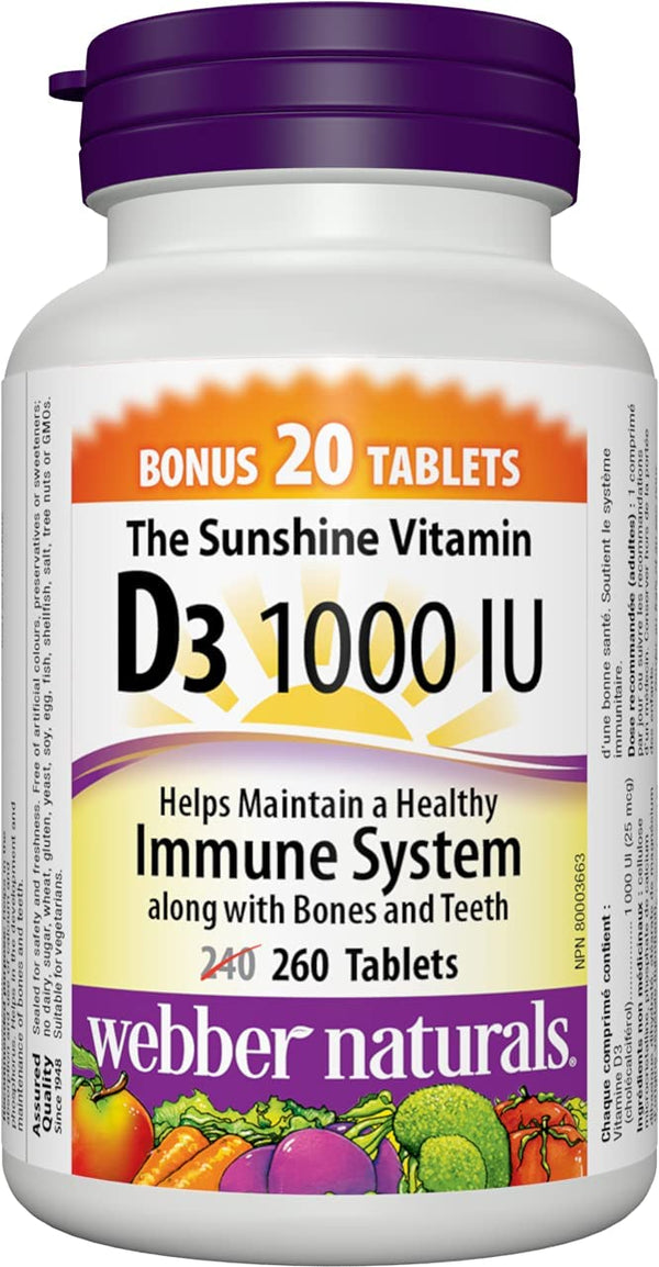 Webber Naturals Vitamin D3 1000 IU 260tablets