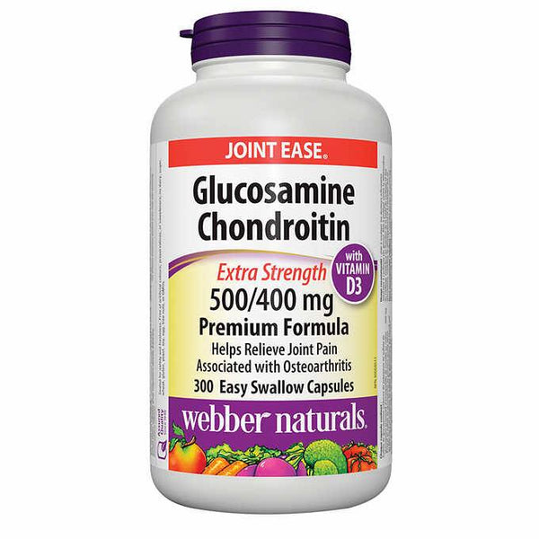 Webber Naturals Glucosamine Chondroitin 500mg/400mg with Vitamin D3 加拿大維柏健健骨至尊特强配方葡萄糖胺 (300粒)