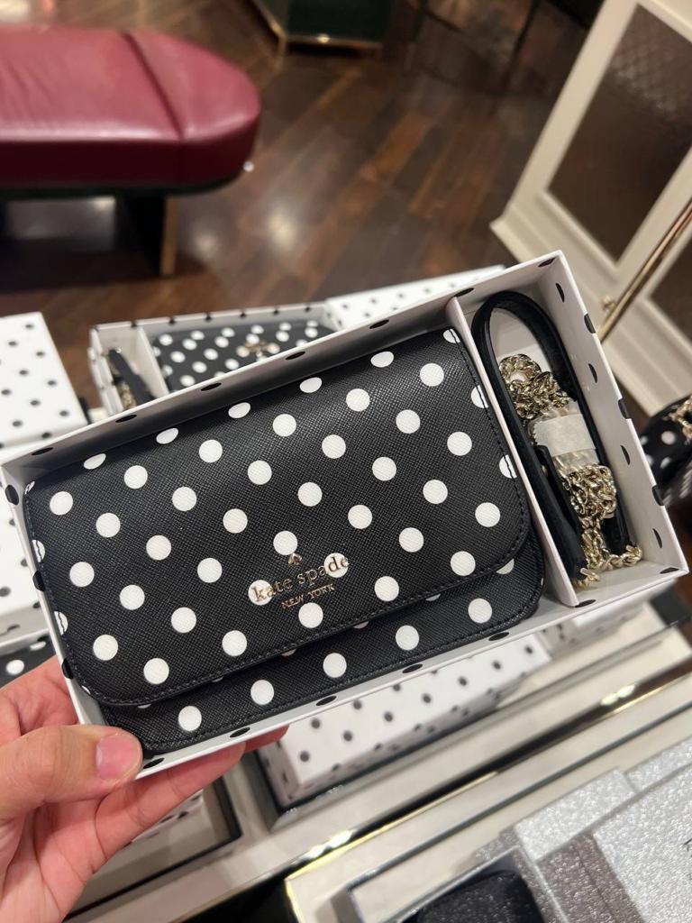 KATE SPADE BOXED CHEERS CHARMING DOT CHAIN CROSSBODY限量禮盒裝波點鏈條斜咩小包