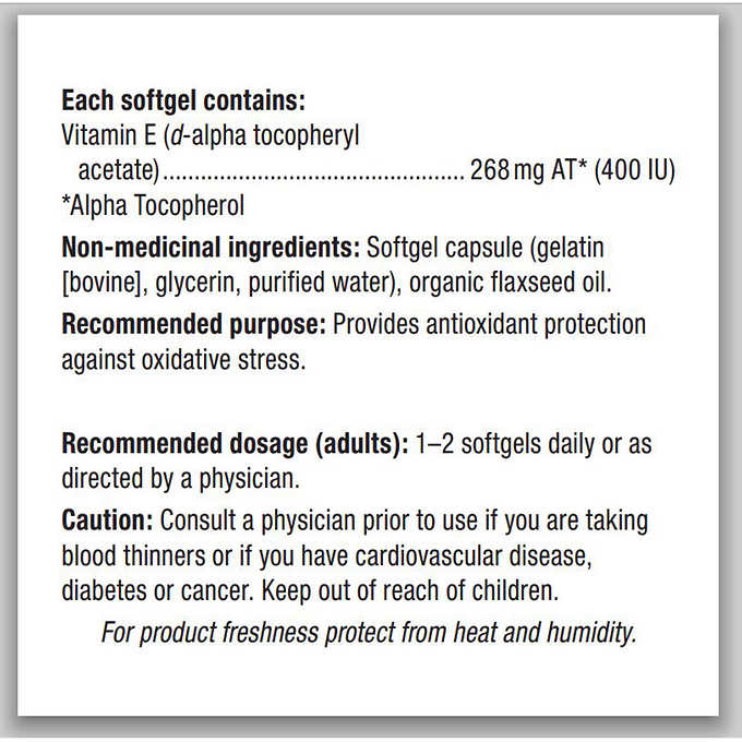 Webber Naturals Vitamin E 400IU 維他命E 400 IU軟膠囊(勁量裝 300粒)