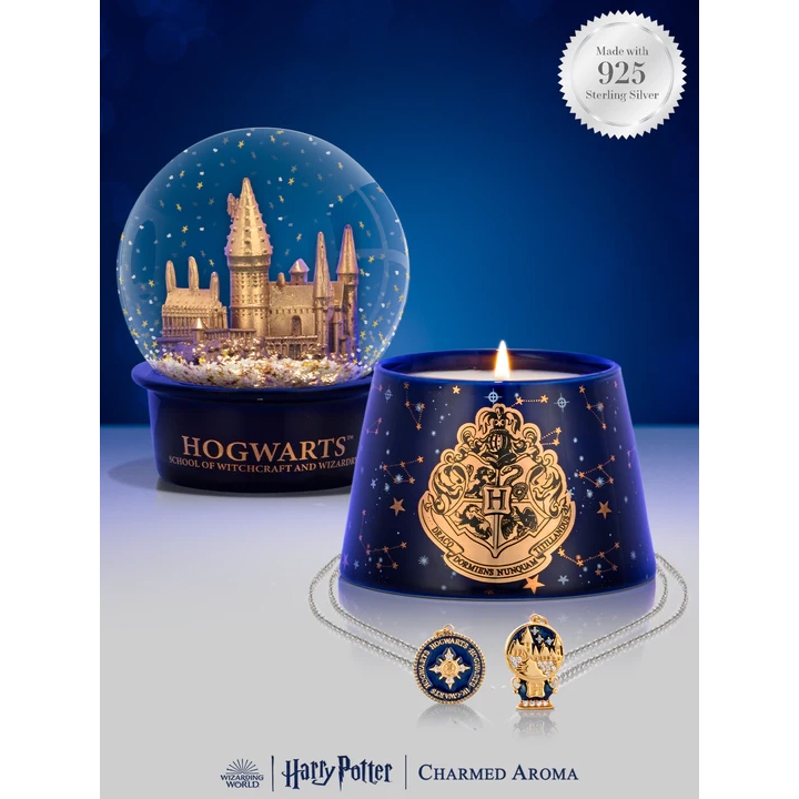 Charmed Aroma Hogwarts Snow Globe Jewelry Candle哈利波特-霍格沃茨雪球珠寶蠟燭 - 925 純銀霍格沃茨城堡項鍊