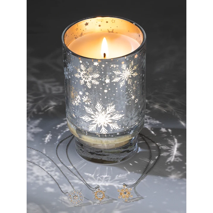 Charmed Aroma-Snowflake Luminary Candle - Two Tone Snowflake Necklace Collection