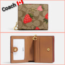 Coach Snap Wallet In Signature Canvas With Wild Strawberry Print