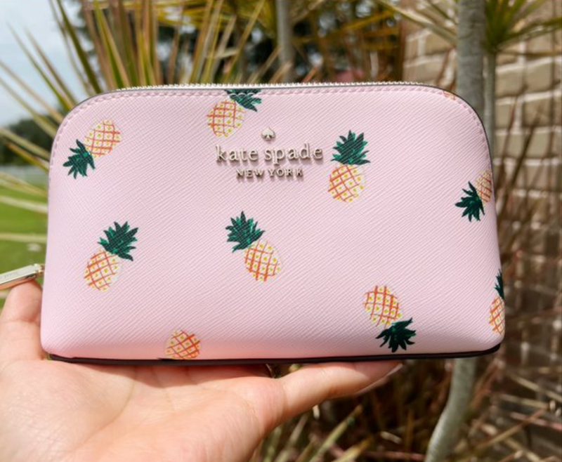 Kate Spade Staci Pineapples Printed Small Cosmetic Case (Pink)