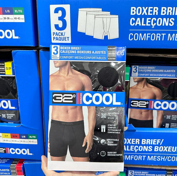 32 Degrees Men's Boxer Brief 3-Pack 男士彈性內褲（3條裝）