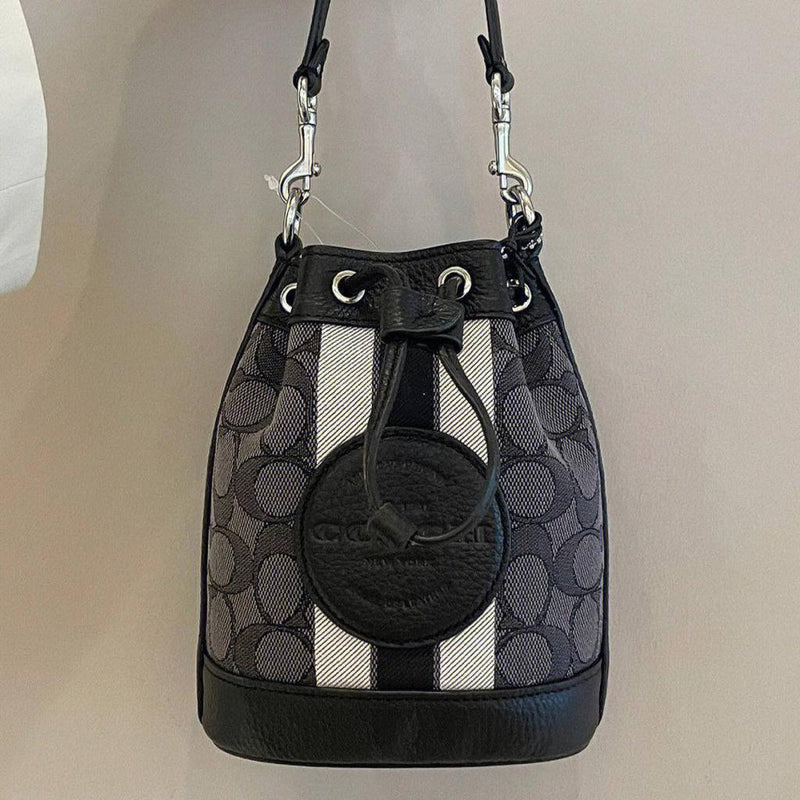 COACH Mini Dempsey Bucket Bag In Signature Jacquard With Stripe And Coach Patch