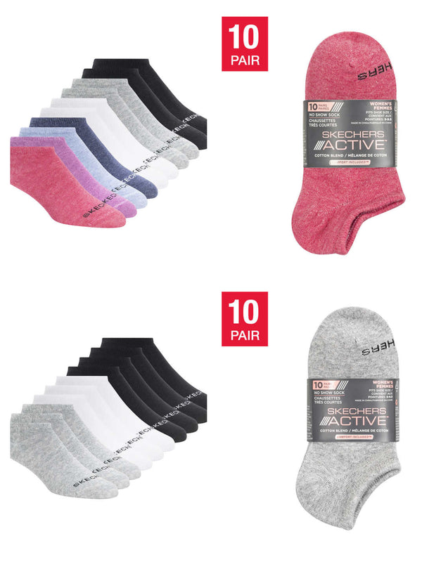 Skechers No Show Sock 10pk Ladies Sizes 5-9.5