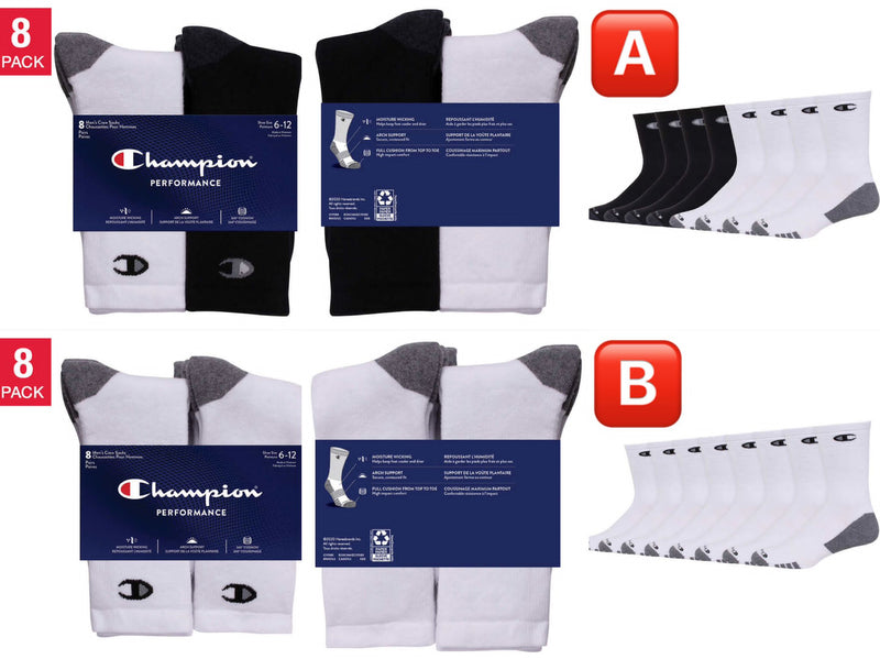 Champion Men's Sock, 男裝棉質長襪（8-對）