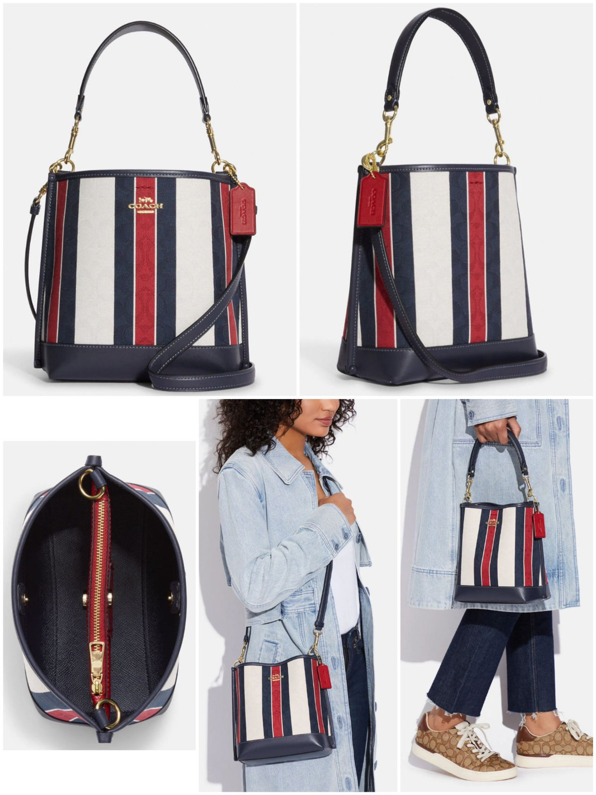 Shops Coach CA178 Mollie Bucket Bag 22 In Signature Jacquard With Stripes