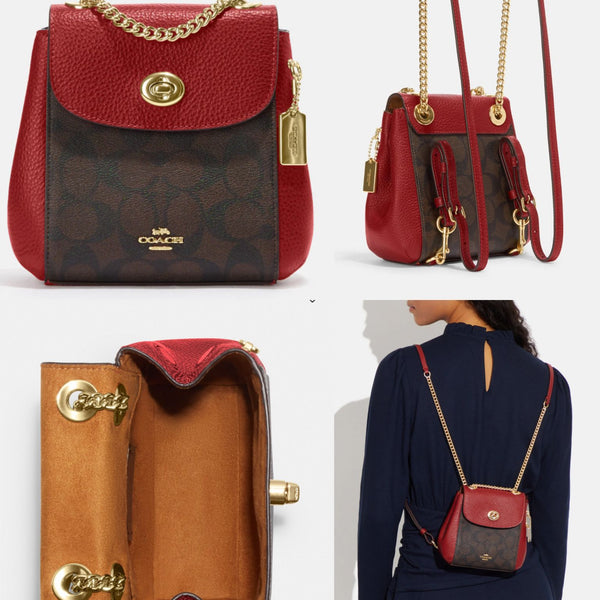 convertible mini backpack in signature canvas Coach Convertible Mini Backpack In Signature Canvas