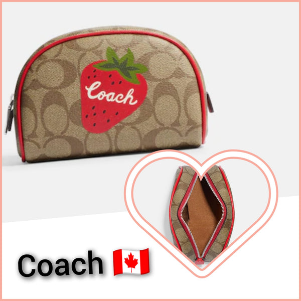 Coach Dome Cosmetic Case In Signature Canvas With Wild Strawberry