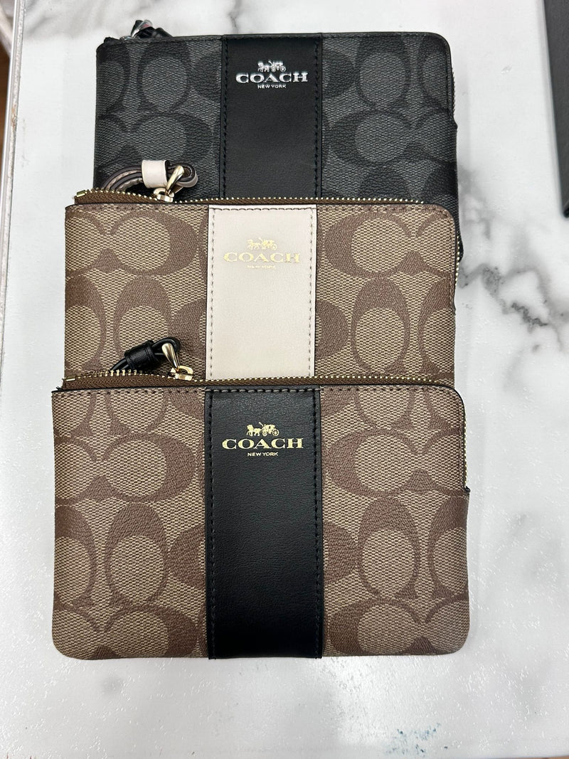 Coach Medium Corner Zip Wristlet in Signature Canvas