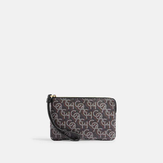 Coach Corner Zip Wristlet With Coach Monogram Print