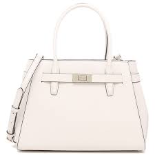 Kate Spade Lucia Medium Crossbody Leather Satchel in Parchment (White)