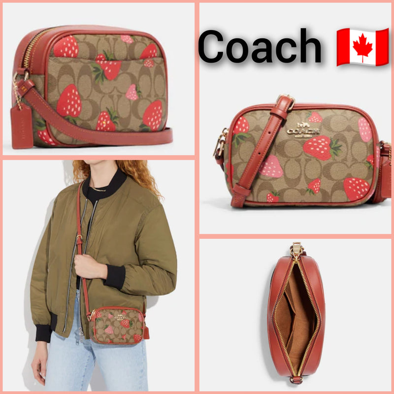 Coach Mini Jamie Camera Bag In Signature Canvas With Wild Strawberry P