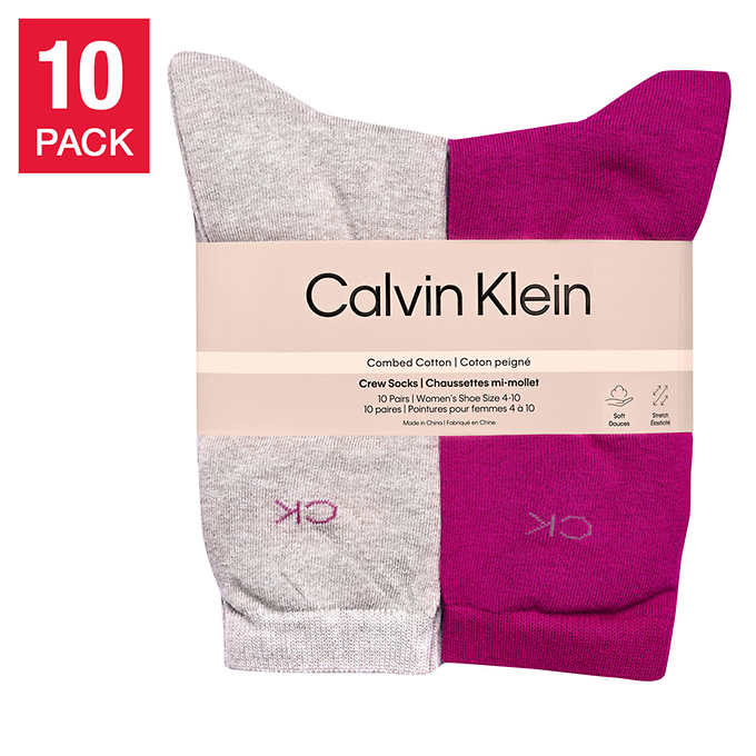 Calvin Klein Ladies Crew Socks, 10-pack