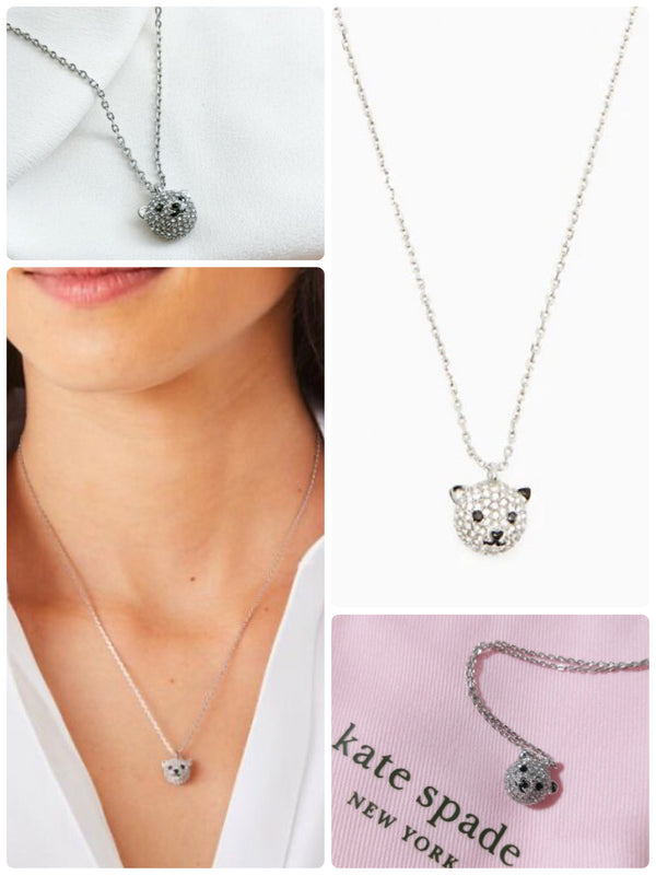 Kate Spade Cute Teddy Bear Pendant Pave Necklace