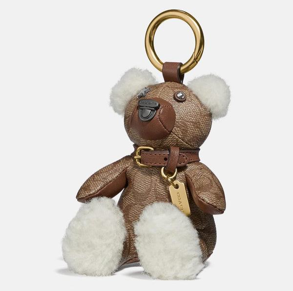 Coach Bear Bag Charm In Signature Canvas