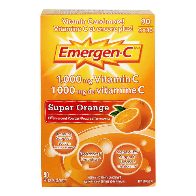 Emergen-C Orange Vitamin C 1000mg 90packets EMERGEN-C超級維生素C沖劑（ 1盒90包 ）🍹