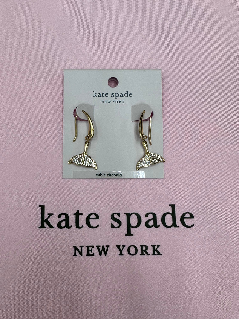 Kate Spade whale tails pave drop earrings