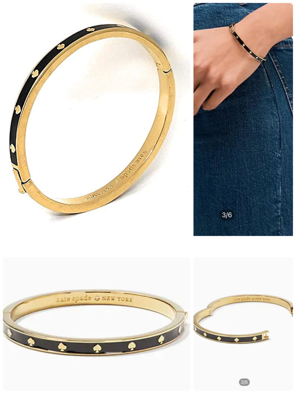 Kate Spade Enamel Hinged Bangle (Black)