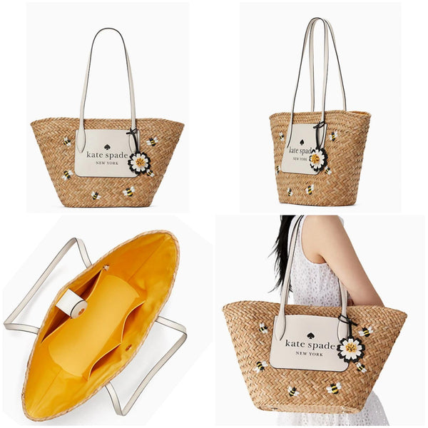 Kate spade honey bee straw tote bag