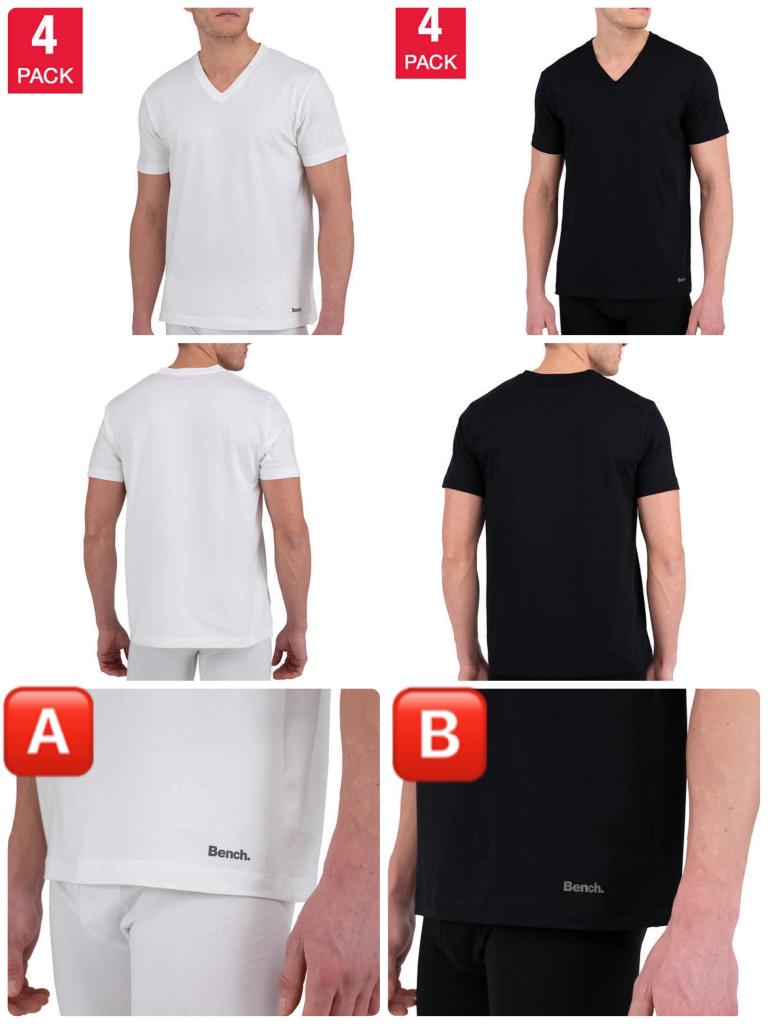 Bench Men's V-Neck T-Shirt 4-pack 男士V領T恤4件盒裝