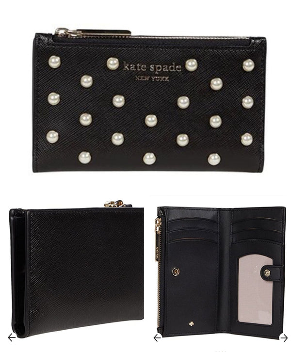 Kate Spade Purl Pearl Embellished Bifold Wallet