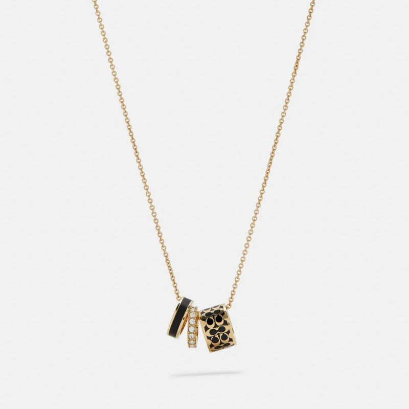 Coach Signature Enamel Necklace (Black)